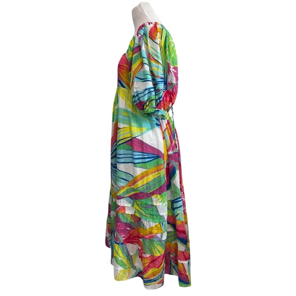 FARM Rio Rainbow Leaves Open Back Midi Dress Medium - Picture 8 of 15